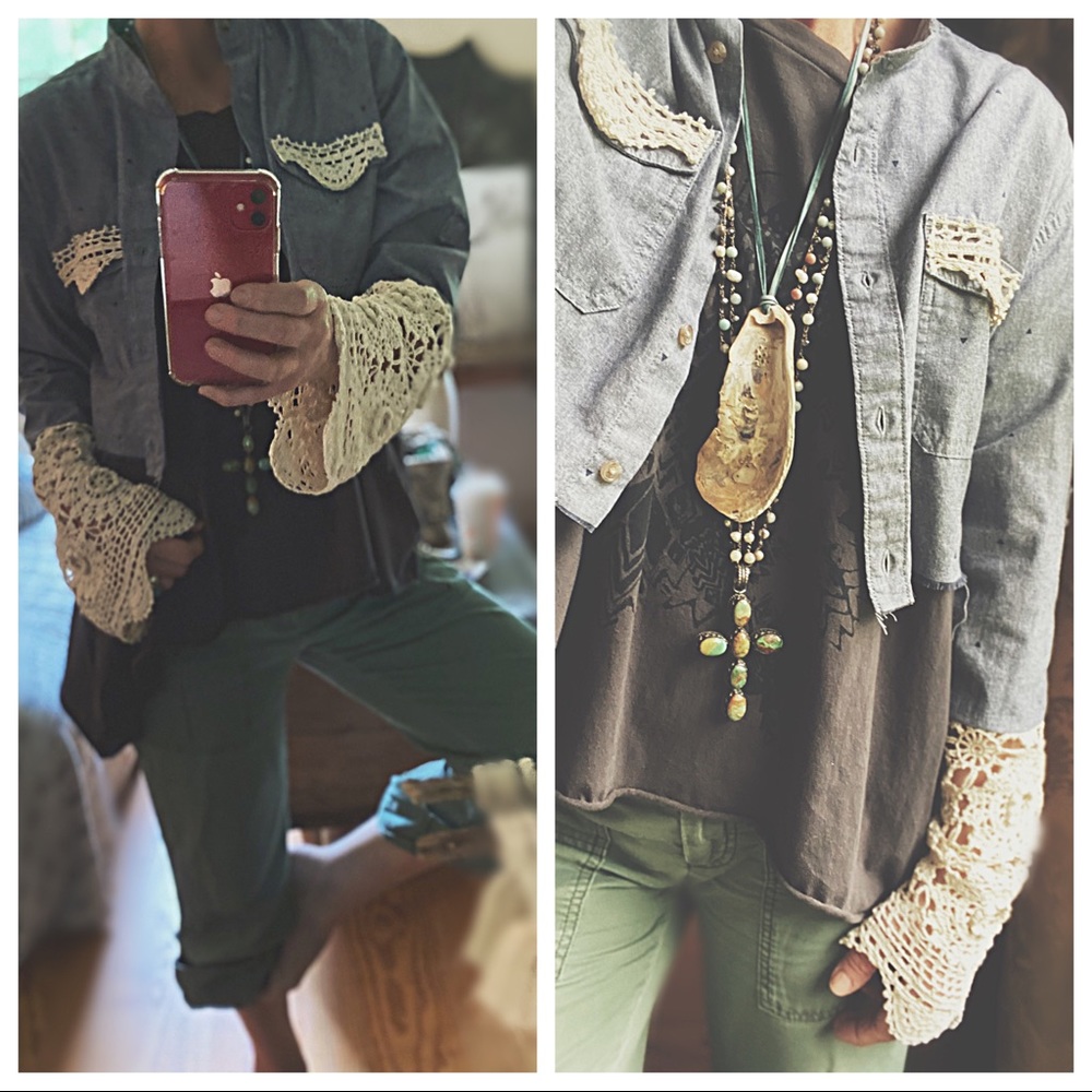 Jacket Macramé  Sleeve & wrap necklace HP🌵 - Picture 2 of 16